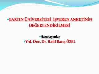 BARTIN ÜNİVERSİTESİ İŞVEREN ANKETİNİN DEĞERLENDİRİLMESİ Hazırlayanlar