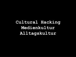 Cultural Hacking Medienkultur Alltagskultur