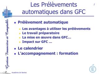 Les Prélèvements automatiques dans GFC