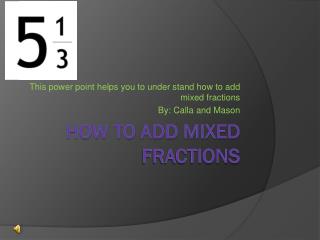 How To Add Mixed Fractions