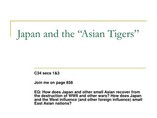 Japan and the “Asian Tigers”