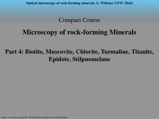 Compact Course Microscopy of rock-forming Minerals