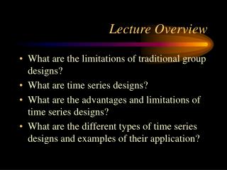 Lecture Overview