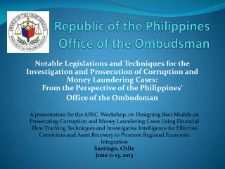 Republic of the Philippines Office of the Ombudsman