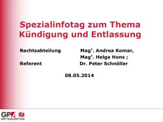 Spezialinfotag zum Thema Kündigung und Entlassung