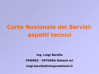 Carta Nazionale dei Servizi: aspetti tecnici