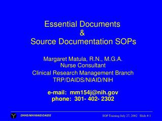 Essential Documents & Source Documentation SOPs