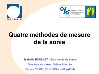 Quatre méthodes de mesure de la sonie