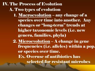 IV. The Process of Evolution