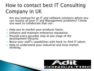 How to contact best IT Consulting Company in UK