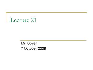 Lecture 21