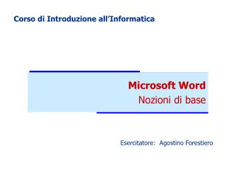 Corso di Introduzione all’Informatica