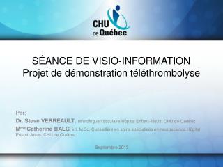 SÉANCE DE VISIO-INFORMATION Projet de démonstration téléthrombolyse