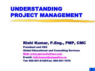 UNDERSTANDING PROJECT MANAGEMENT