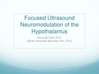 Focused Ultrasound Neuromodulation of the Hypothalamus