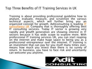 Top Three Benefits of IT Training Services in UK