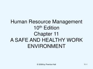 Human Resource Management 10 th Edition Chapter 11 A SAFE AND HEALTHY WORK ENVIRONMENT