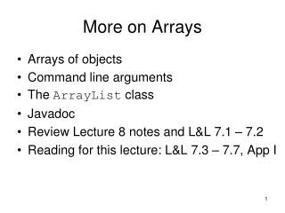 More on Arrays