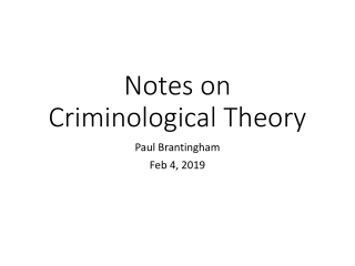 Notes on Criminological Theory