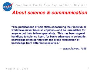 About science &amp; communication