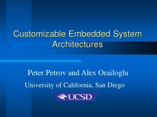 Customizable Embedded System Architectures