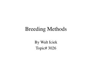 Breeding Methods