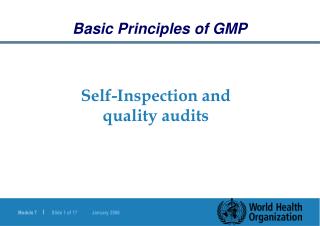Self-Inspection and quality audits