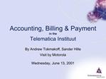 Accounting, Billing Payment in the Telematica Instituut