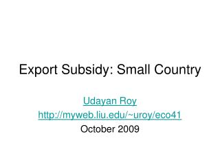 Export Subsidy: Small Country