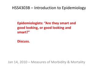 HSS4303B – Introduction to Epidemiology