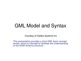 GML Model and Syntax