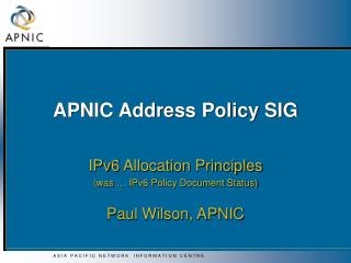 APNIC Address Policy SIG