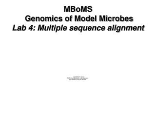 MBoMS Genomics of Model Microbes Lab 4: Multiple sequence alignment
