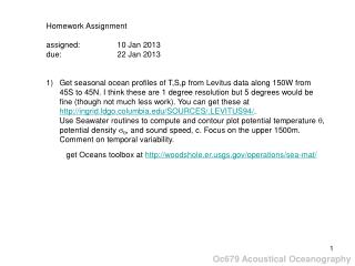 Oc679 Acoustical Oceanography