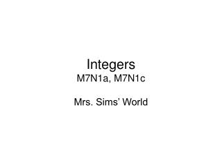 Integers M7N1a, M7N1c