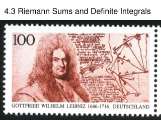 4.3 Riemann Sums and Definite Integrals