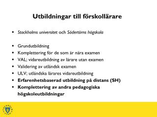 Utbildningar till förskollärare