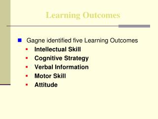 Learning Outcomes