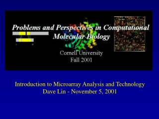 Introduction to Microarray Analysis and Technology Dave Lin - November 5, 2001