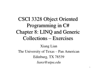 CSCI 3328 Object Oriented Programming in C# Chapter 8: LINQ and Generic Collections – Exercises