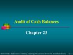 Audit of Cash Balances