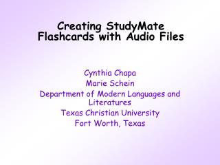 Creating StudyMate Flashcards with Audio Files