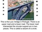 This is the Luis I bridge in Portugal. There is an upper road and a lower road. The lower road intersected the circular