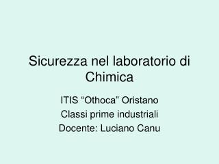 Sicurezza nel laboratorio di Chimica