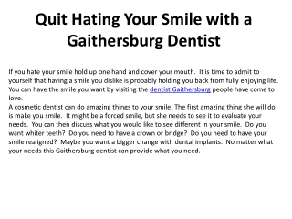 Quit Hating Your Smile with a Gaithersburg Dentist