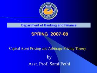 Capital Asset Pricing and Arbitrage Pricing Theory