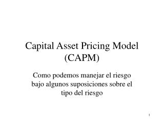 Capital Asset Pricing Model (CAPM)