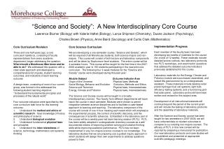 “Science and Society”: A New Interdisciplinary Core Course