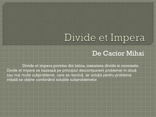 Divide et Impera
