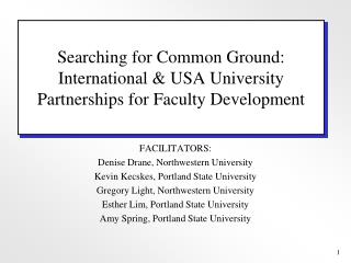 Searching for Common Ground: International &amp; USA University Partnerships for Faculty Development
